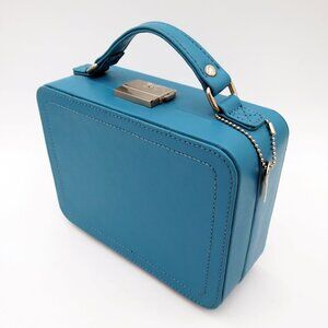 Chris Benz Turquoise Make-Up Case with Lock and Key 8 x 6 x 3 New w Sticker Pack